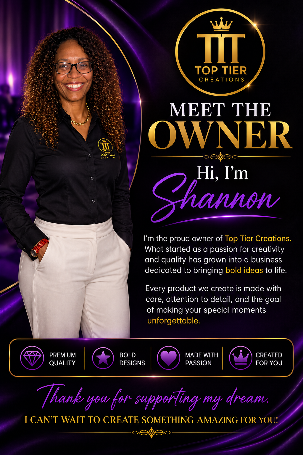 Meet Shannon, owner of Top Tier Creations
